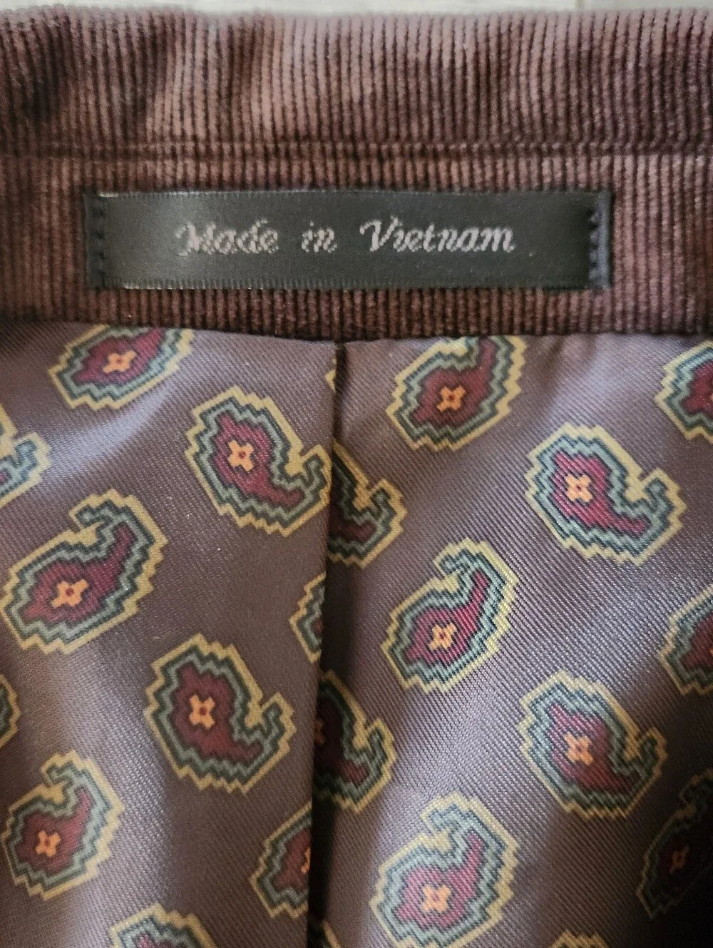 CHAPS Corduroy Blazer Men 40R Brown Sport Coat Jacket Paisley Lined